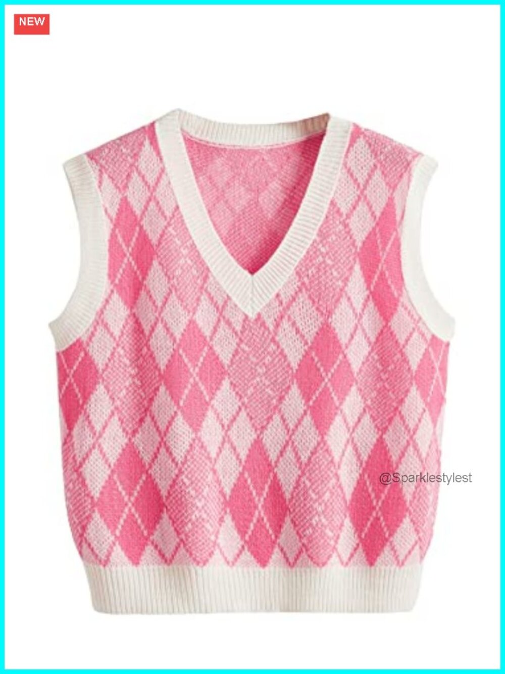 Sleeveless V Neck Knit Sweater Vest Skull Print Crop Tank Top